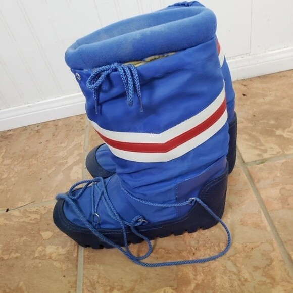 Vintage Men\'s Lascoste Blue Stripe Original 1960\'s Moon landing Boot Size 8-10